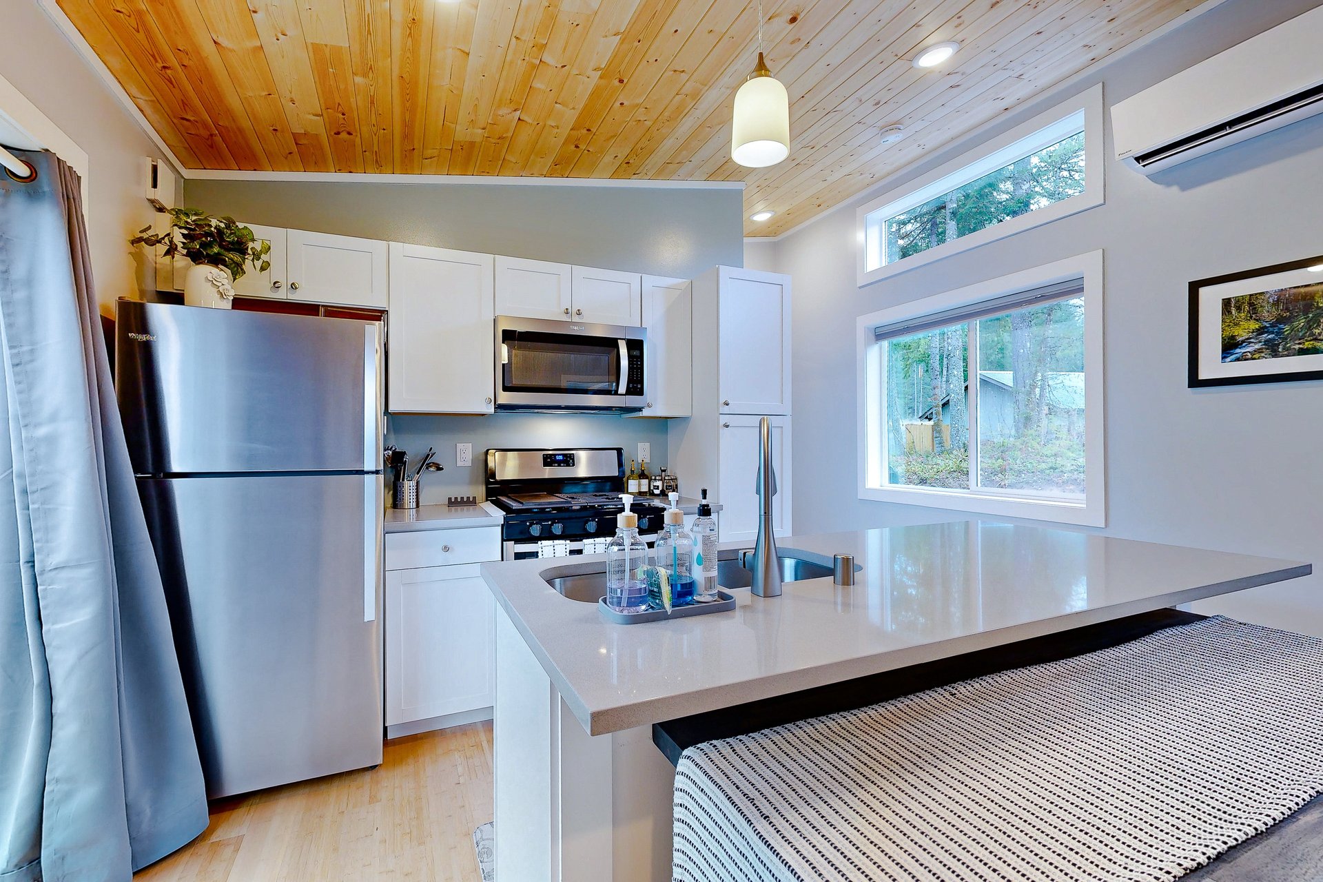 Modern kitchen with stainless steel appliances